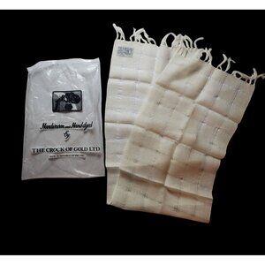 Irish Cotton Scarf The Crock of Gold Ltd Handwove Hand-Dyed cream white classic